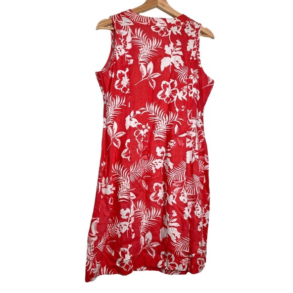 Chadwicks Womens Sleeveless Linen Rayon Dress Floral Pleated Neckline Details PS - Picture 2 of 10